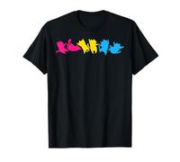 Gatos Saltando Pansexual LGBTQ Colores Orgullo Pan Divertido Camiseta