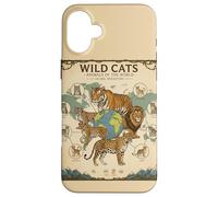 Gatos Salvajes Animales sobre Beige Educativo Animal Am Carcasa para iPhone 16 Plus