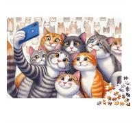 Gatos Tomando Selfies 1000 Pieza Stock De Cartas Premium Rompecabezas Conjunto Desafío Juego Educativo Regalo Idea De Regalo Decoración 70x50cm/1000pcs