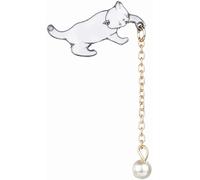 Gatos Unisex Cadena Borla Esmalte Broche, Broche Perla Falsa Broche Mochila Paño Sombrero Insignia Joyas Accesorio Lovely And Practical