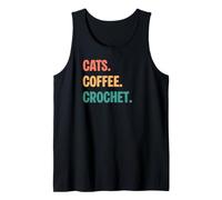 Gatos Vintage Coffee Crochet Lovers Camiseta sin Mangas