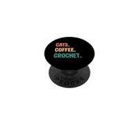 Gatos Vintage Coffee Crochet Lovers PopSockets PopGrip Adhesivo
