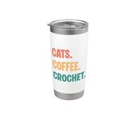 Gatos Vintage Coffee Crochet Lovers Vaso térmico de acero inoxidable de doble pared