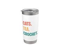 Gatos Vintage Tea Crochet Lovers Vaso térmico de acero inoxidable de doble pared