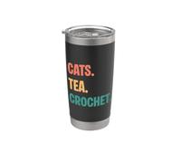 Gatos Vintage Tea Crochet Lovers Vaso térmico de acero inoxidable de doble pared