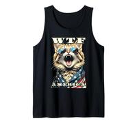 Gatos WTF America Angry Cat Lover American Vintage con Bandera de EE. UU. Camiseta sin Mangas