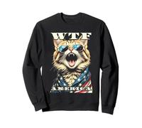 Gatos WTF America Angry Cat Lover American Vintage con Bandera de EE. UU. Sudadera