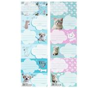 GATOS Y PERROS Pegatinas PARA CUADERNOS, escolares con nombre para libros de texto, AUTOADHESIVAS SET 12 PEGATINAS (Gato y perro)
