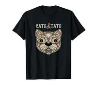 Gatos Y Tats Funny Cat Tattoo Artist Kitty Lover Mom Dad Camiseta