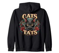 Gatos y Tatuajes Gato Negro Artista del Tatuaje Sudadera con Capucha