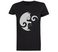 Gatos Ying Yang Blanca De Manga Corta para Mujer White Women tee Short Sleeve T-Shirt