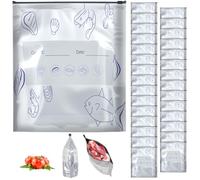 Gatphy 30 bolsas de congelación con cremallera, reutilizables, con cremallera, resistentes, de papel de aluminio, a prueba de fugas y herméticas, 3 tamaños para carne, frutas, verduras (grandes)