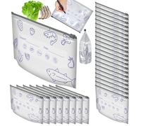 Gatphy 30 bolsas de congelación con cremallera, reutilizables, con cremallera, resistentes, de papel de aluminio, a prueba de fugas y herméticas, 3 tamaños para carne, frutas, verduras (mediana)