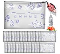 Gatphy 30 bolsas de congelación con cremallera, reutilizables, con cremallera, resistentes, de papel de aluminio, a prueba de fugas y herméticas, 3 tamaños para carne, frutas, verduras (pequeñas)
