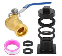 Gatphy IBC Juego de grifo de latón con grifo de latón, casquillo reductor de ABS, tapón de drenaje para depósito de agua de lluvia de 1/2" y 1/4" rosca IBC recto a prueba de fugas para riego