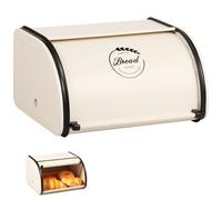 Gatphy Panera de metal esmaltado, 23 x 21 x 14 cm, con tapa enrollable, diseño rústico, panera de cocina, para almacenamiento a largo plazo de pan y galletas (línea blanca)