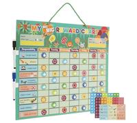 Gatphy Pizarra de recompensas para niños, plan de rutina magnética, planificador de rutina, verde, pegatinas de pared, 15 placas de acción, 140 placas de recompensa, 2 lápices, ayuda independencia
