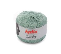 GATSBY de Katia en ovillos de 50 gramos y 118 metros. (55 Verde blanquecino-Plata)