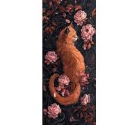 Gatto Arancione Dipingere con i Numeri Adulti, Misura XXL 90x270cm,Fiore Paint by Numbers Kit Principianti Con 3 Penne, Kit Fai Da Te, Hobby Creativi Adulti Regalo Decorazioni, (Senza Cornice) P0M-166