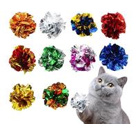 Gatto Crinkle Cat - Juego de 12 bolas Crinkle Pack de colores surtidos de seguimiento reflectante ligero Play Balls | Kit interactivo divertido para gatitos para cachorros para cachorros para interior