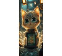 Gatto Dipingere con i Numeri Adulti, Misura XXL 30x90cm,Carino 4 Paint by Numbers Kit Principianti Con 3 Penne, Kit Fai Da Te, Hobby Creativi Adulti Regalo Donna Decorazioni, (Senza Cornice) P0M-493