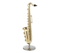 Gatuida 1 juego Adorno Mini Saxofón Tenor con Soporte y Estuche para Decoración Color Dorado