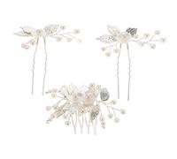 Gatuida 1 Juego conjunto de tocados de novia peine de flores para mujer Palillos de cabello vintage peine para novia y horquilla de palo de pelo chino aleación Silver