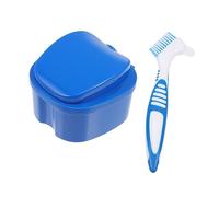 Gatuida 1 Juego De Cepillos De De Bolsillo para Dentaduras Postizas Caja De Baño para Dentaduras Postizas Taza Cepillo para Dentaduras Postizas Cepillo De Recipiente