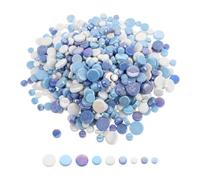Gatuida 1 juego de mosaicos de vidrio de tamaños variados, redondos, planos | Azulejos de vidrio de 1000 g para manualidades, piezas de mosaico para macetas, jarrones, posavasos, superficie lisa pulida.