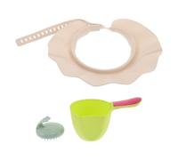 Gatuida 1 juego de protector de cabello, gorro de ala ancha para champú, visera de baño ajustable, cepillo de fregar con vaso de enjuague, juego de accesorios de baño para niños, niñas, ancianos,