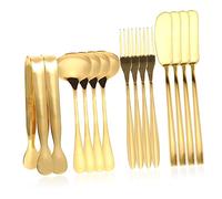 Gatuida 1 juego Utensilios Inoxidable para y Postres Multifuncionales con Cuchillo para Queso Cuchara de Café y Tenedor para Postres Color Dorado Herramientas de Cocina para Fiestas y
