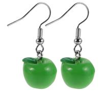 Gatuida 1 par de pendientes de frutas de dibujos animados: preciosos pendientes colgantes de manzana de resina, imitación de fruta, joyería para mujeres amantes de las manzanas, color verde.