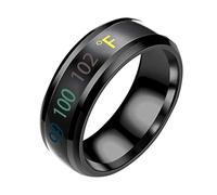 Gatuida 1 Pieza Anillo de temperatura inteligente oro Anillo inteligente de temperatura digital anillos digitales banda de temperatura joyas de temperatura anillo negro Acero inoxidable