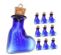 Gatuida 10 piezas Mini Botellas de Vidrio Azul con Tapón de Corcho de Ojo para Manualidades DIY Frascos Pequeños Decorativos y Regalos