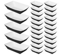 Gatuida 100 bandejas de papel para alimentos: bandejas resistentes a la grasa para aperitivos - de 2 lb para servir condimentos y concesiones - soportes para perritos calientes, papas fritas y para