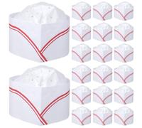 Gatuida 100 Gorros de Chef Desechables de Papel, Gorros de Cocina Blancos