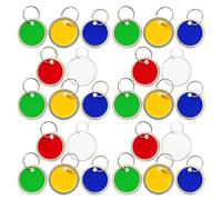 Gatuida 100 Piezas Etiquetas de Llaves Anilla, Etiquetas Metálicas en Blanco, Redondas, 31mm, Metal Ligero y Papel, Grabables, Anillo Metálico Seguro, para Organización Diaria y Equipaje,
