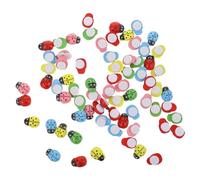 Gatuida 100 Piezas Mariquitas Adhesivas de Madera Mini Decoraciones Coloridas Resistentes al Agua para Manualidades y Jardines Miniatura