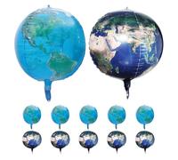 Gatuida 12 globos de aluminio de 56 cm con forma de globo terráqueo, diseño de mapa del mundo y planetas. Decoraciones para el Día de la Tierra. Suministros para fiestas de cumpleaños y viajes.
