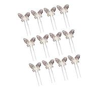 Gatuida 12piezas Horquillas Forma Plateadas Gemas De Imitación Para Bodas y Fiestas