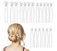Gatuida 18 Piezas U-shaped Pearl Hair Clips DIY Hair Styling Pins For Brides For Updos Ponytails Braids