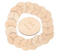 Gatuida 18piezas Etiquetas Redondas De Madera De Unidades Discos Decorativos Circulares Etiquetas De Madera Para Cajas De Juguetes Organizadores De Almacenamiento Hogar Personalizables Par