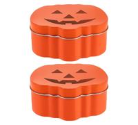 Gatuida 2 cajas para dulces de Halloween - Recipientes metálicos con forma de calabaza y tapas - Latas decorativas para guardar recuerdos de fiestas, dulces de Halloween y aperitivos navideños