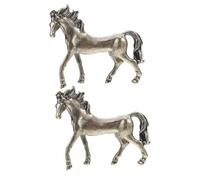 Gatuida 2 Figuras de Caballo de aleación Vintage de Metal, Escultura de Caballo de pie, Estatua de Animal de la Suerte para decoración de Escritorio, Adornos Dorados para Mascotas.