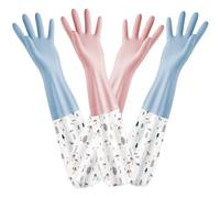 Gatuida 2 Guantes de Limpieza Impermeables de Guantes de Cocina Largos y para Lavar Platos y Ropa Protección para Manos Actividades Domésticas Color Azul y Rosa Talla
