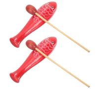 Gatuida 2 Pares de Instrumentos de Percusión Infantiles de Madera en Forma de Pez, Color Rojo, Juguete Musical, Aldaba de Madera Segura y Didáctica para Estimular Creatividad