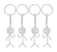 Gatuida 2 Pares Llaveros de Romántica de Acero Inoxidable Diseño de Corazón y Figura de Palitos, Resistentes al Desgaste y Decorativos para Uso Diario o Cumpleaños