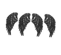 Gatuida 2 pares Parche Bordado Alas de Ángel con Lentejuelas Negras Accesorio para Ropa DIY para Coser o Planchar Decoración Elegante para Prendas y Manualidades