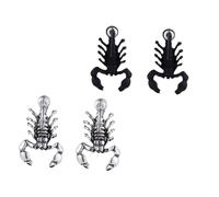 Gatuida 2 pares Pendientes Unisex de Escorpión de Diseño Creativo y Chic Colores Negro Mate y Plata Antigua Joyería Decorativa para Halloween y Uso Diario
