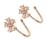 Gatuida 2 Piezas Anillos de Nariz Falsos con Clip Cobre Diseño Floral con Circonita Incrustada para Mujer y Hombre Joyería Corporal sin Piercing para Fiestas y Festivales